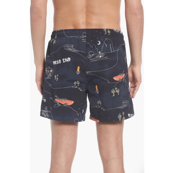 WESC Zack Roadtrip Swim Trunks In Dead End Night 5" Men's Large Preppy - Picture 5 of 10